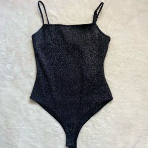 Forever 21 Black Sparkly Bodysuit Size M